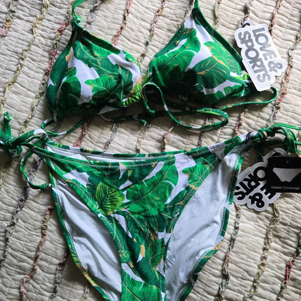 NWT Tropical Leaf Triangle Bikini